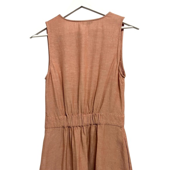 Madewell Maxi Dress Womens 0 Pink Linen Blend Wrap V-Neck Sleeveless Pockets - Picture 9 of 12